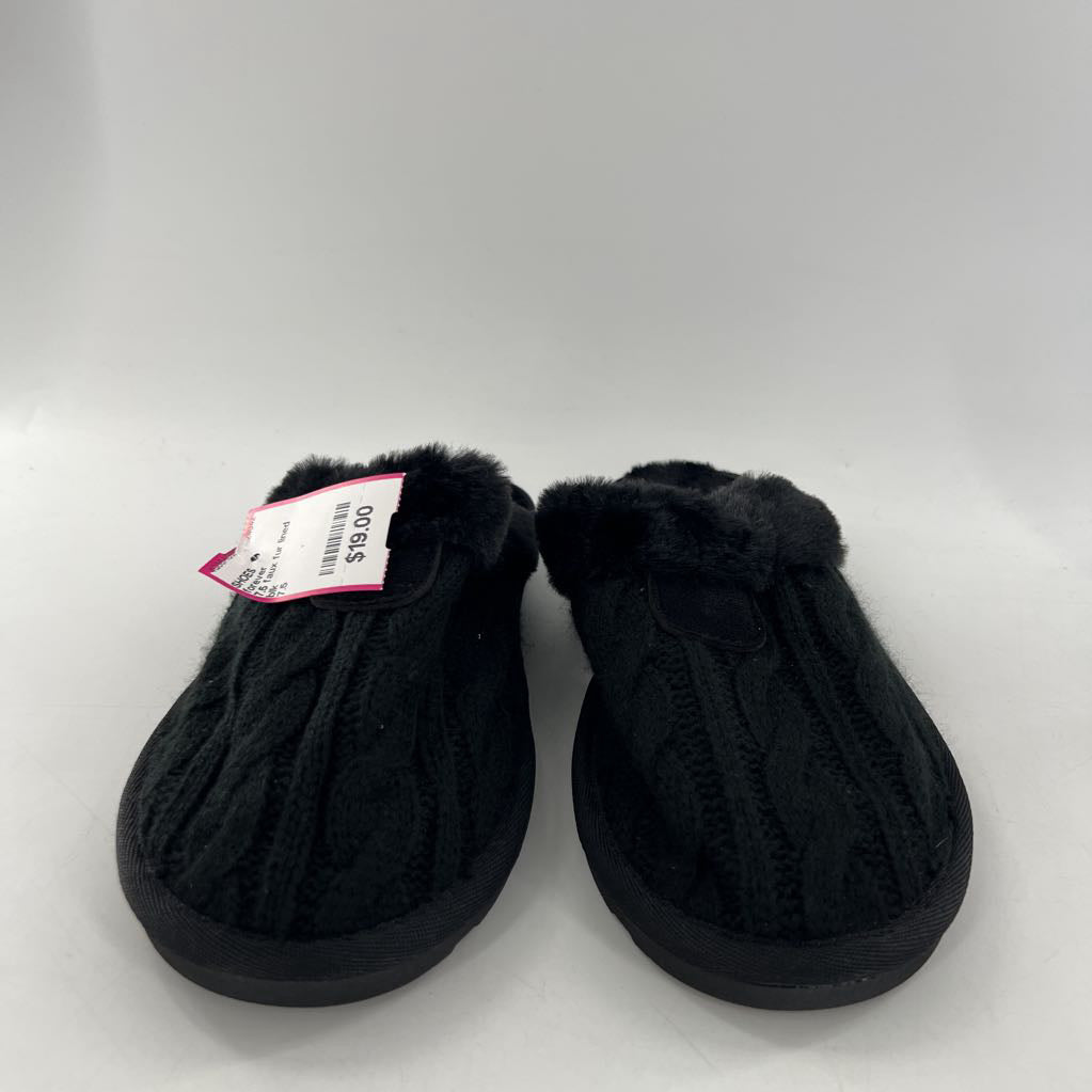 7.5 faux fur lined knit mules