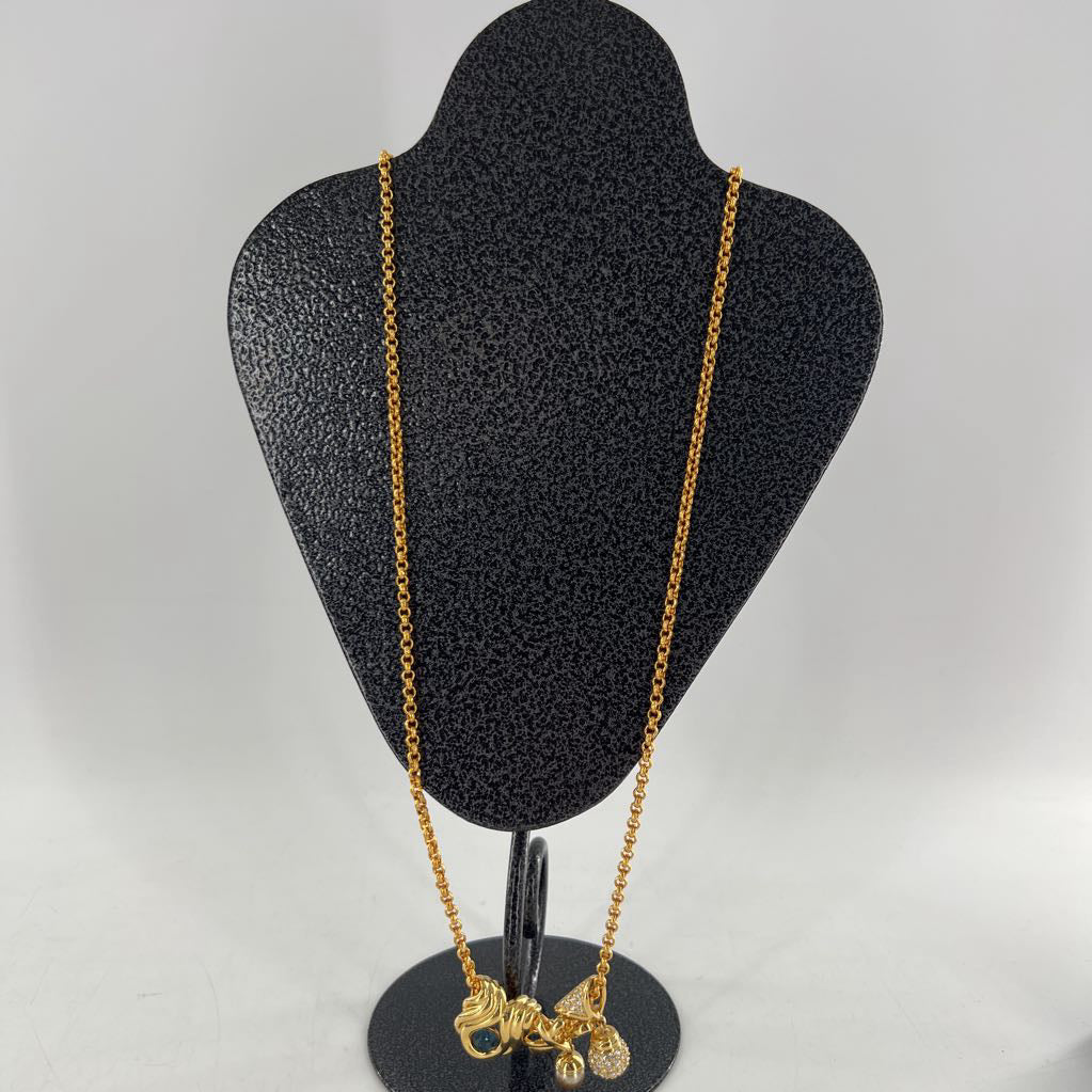 17" gold tone 3 slider charm necklace