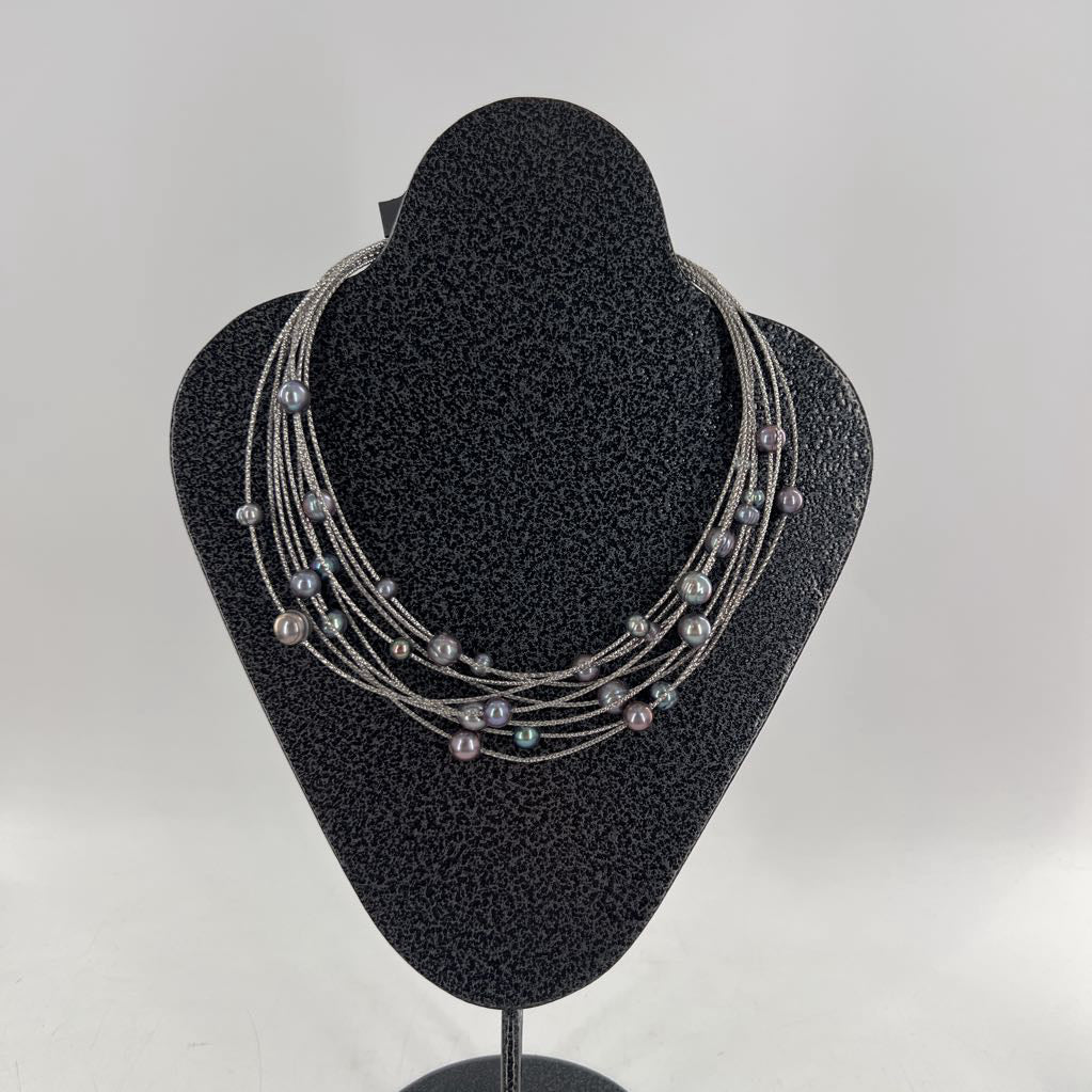 .925 silver multi-strand pearl necklace