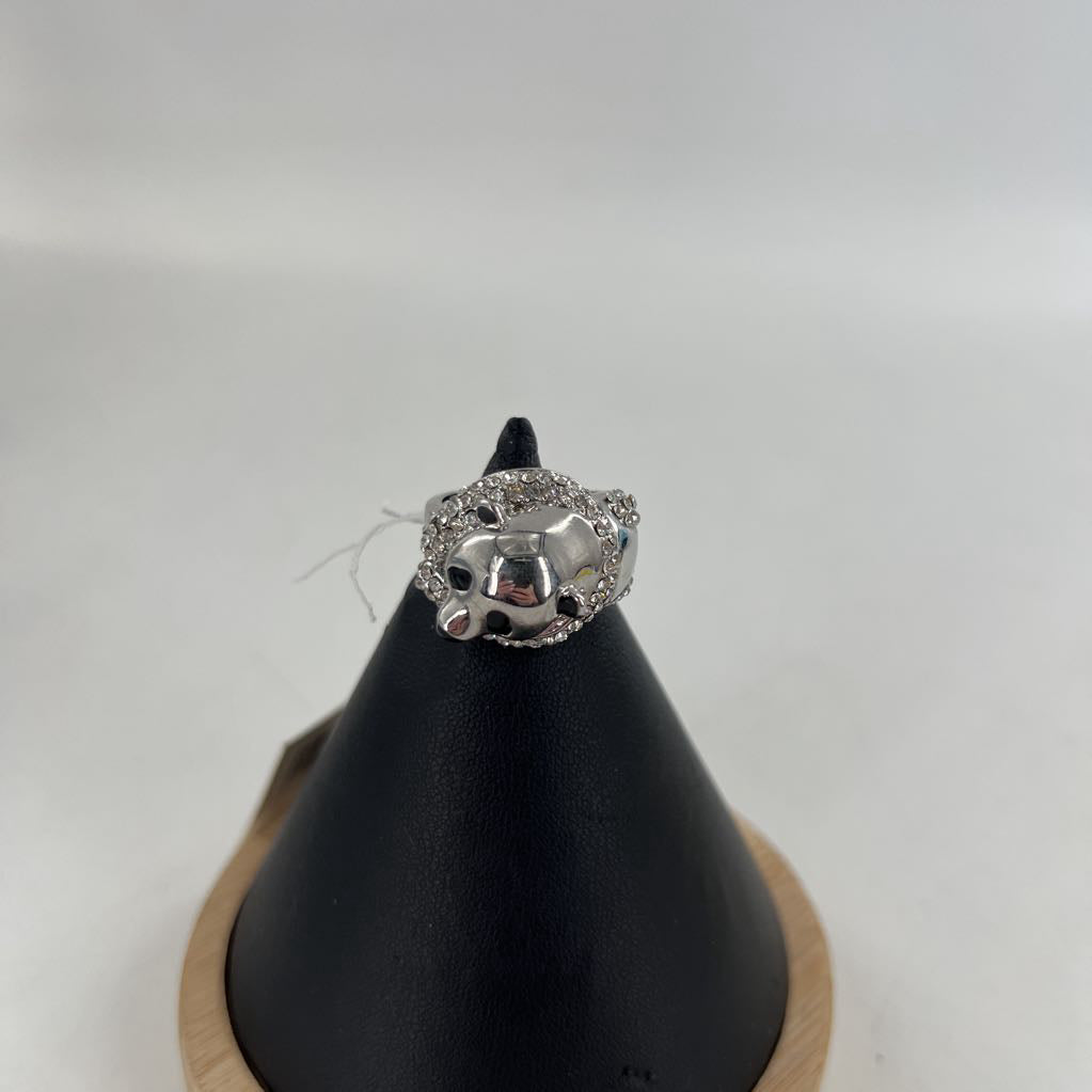 sz 8 silver cz panda bear ring