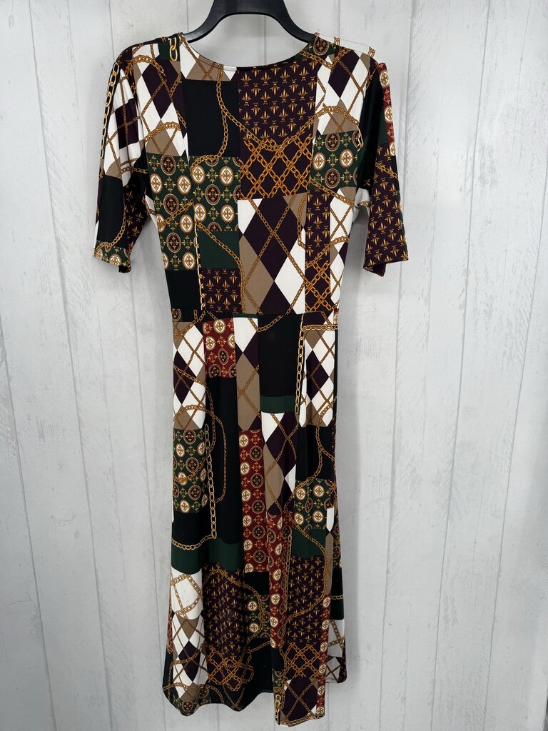 S colorful chain print s/s wrapdress