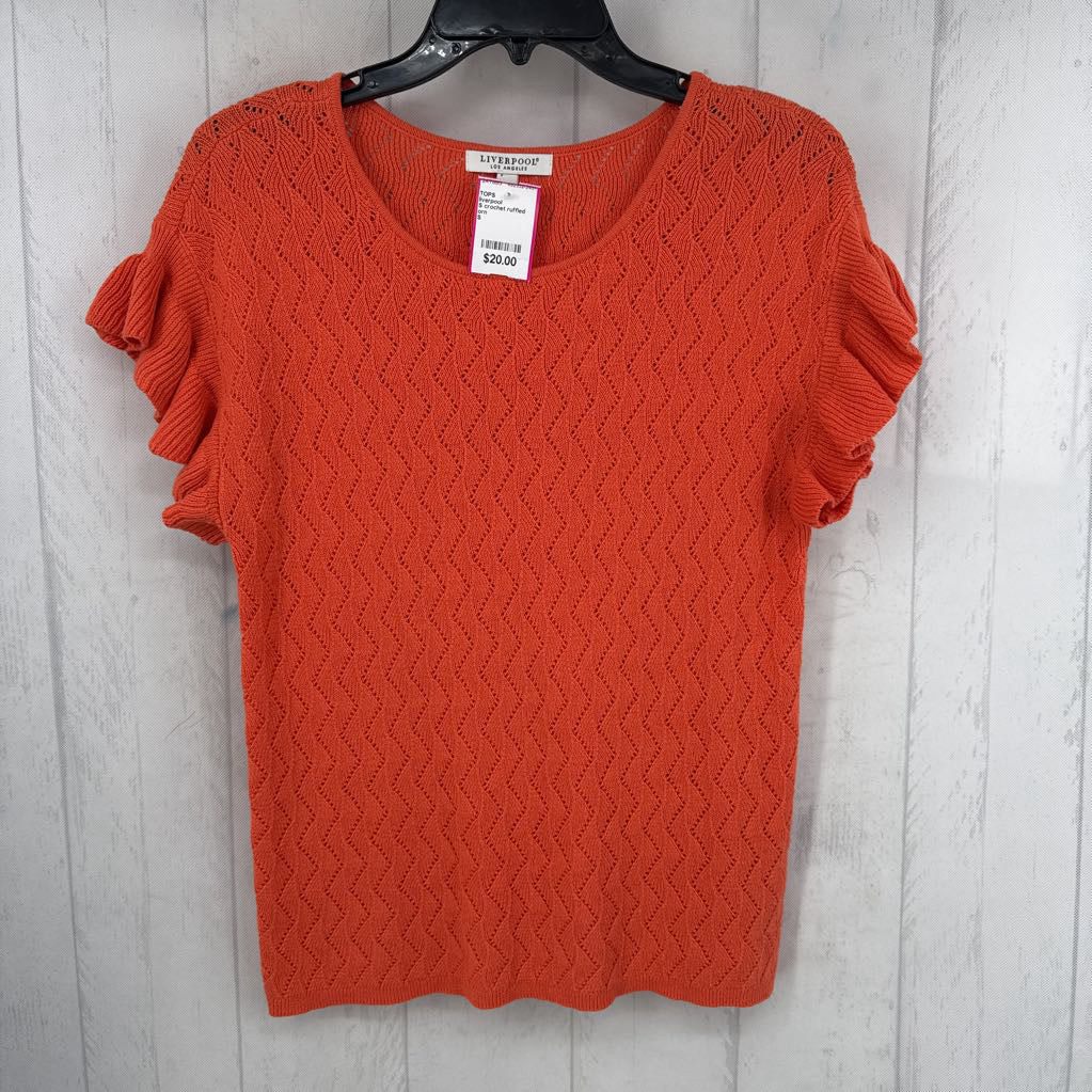S crochet ruffled slv top