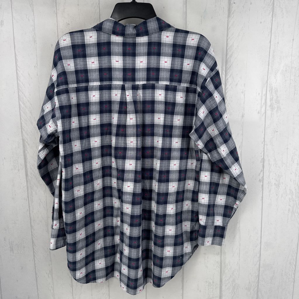 M plaid button down l/s top