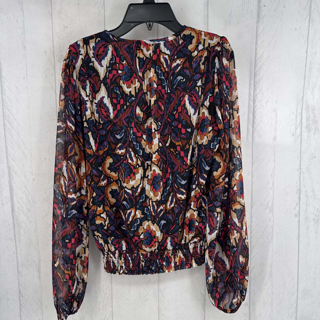 XS colorful notch neck l/s top