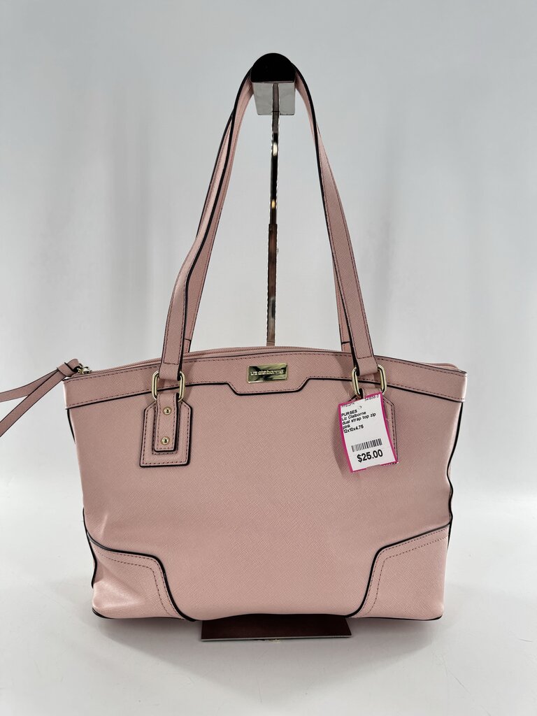 dual strap top zip tote w/ slip pocket
