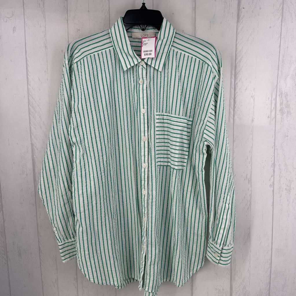 M striped seersucker button down l/s top