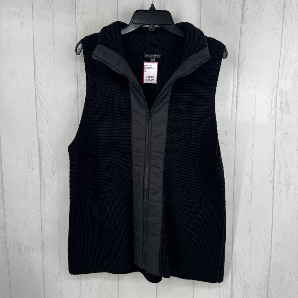 XL rib knit zip-up vest