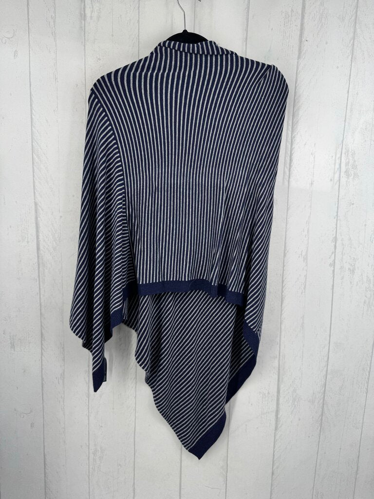 R87 O/S striped knit poncho