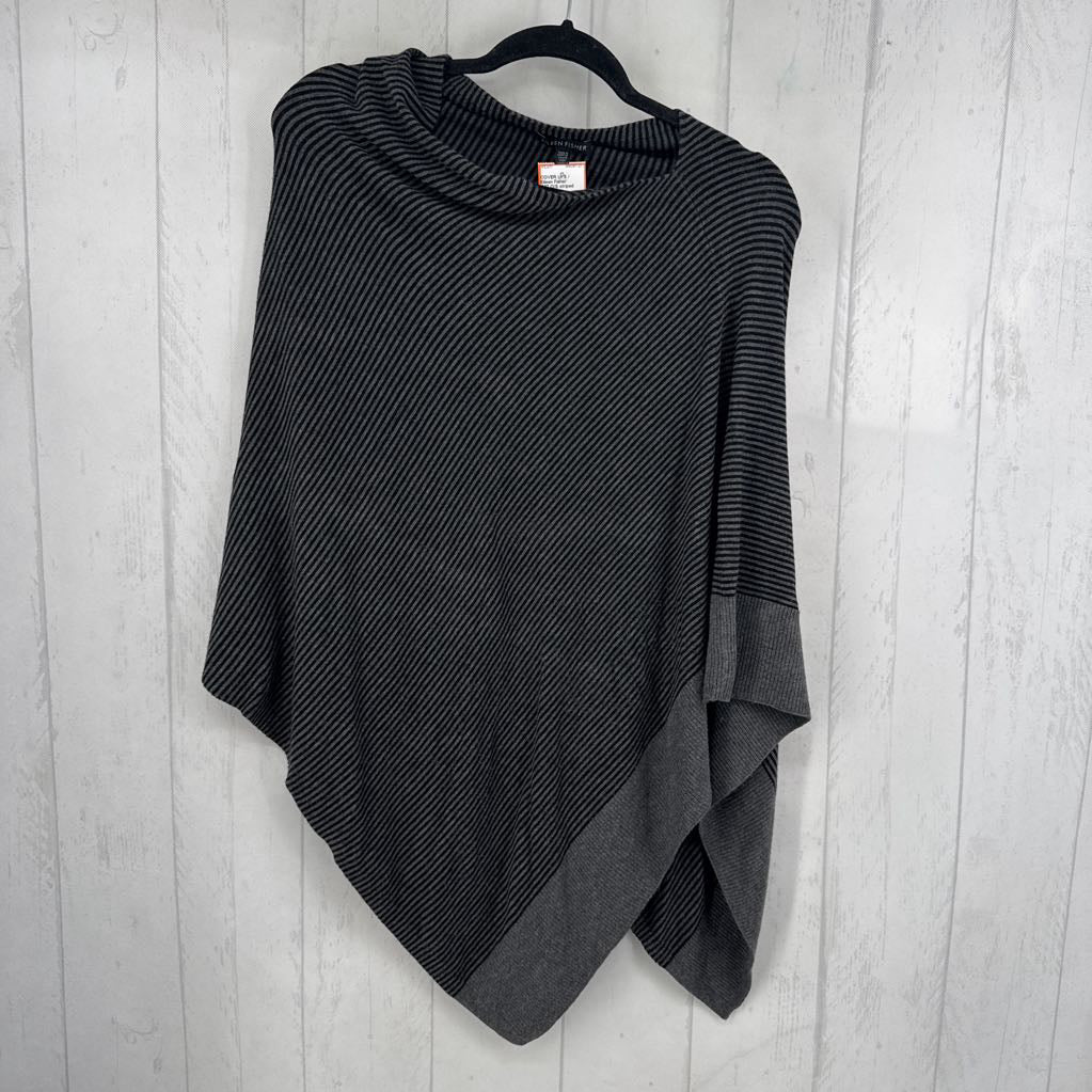 R87 O/S striped knit poncho