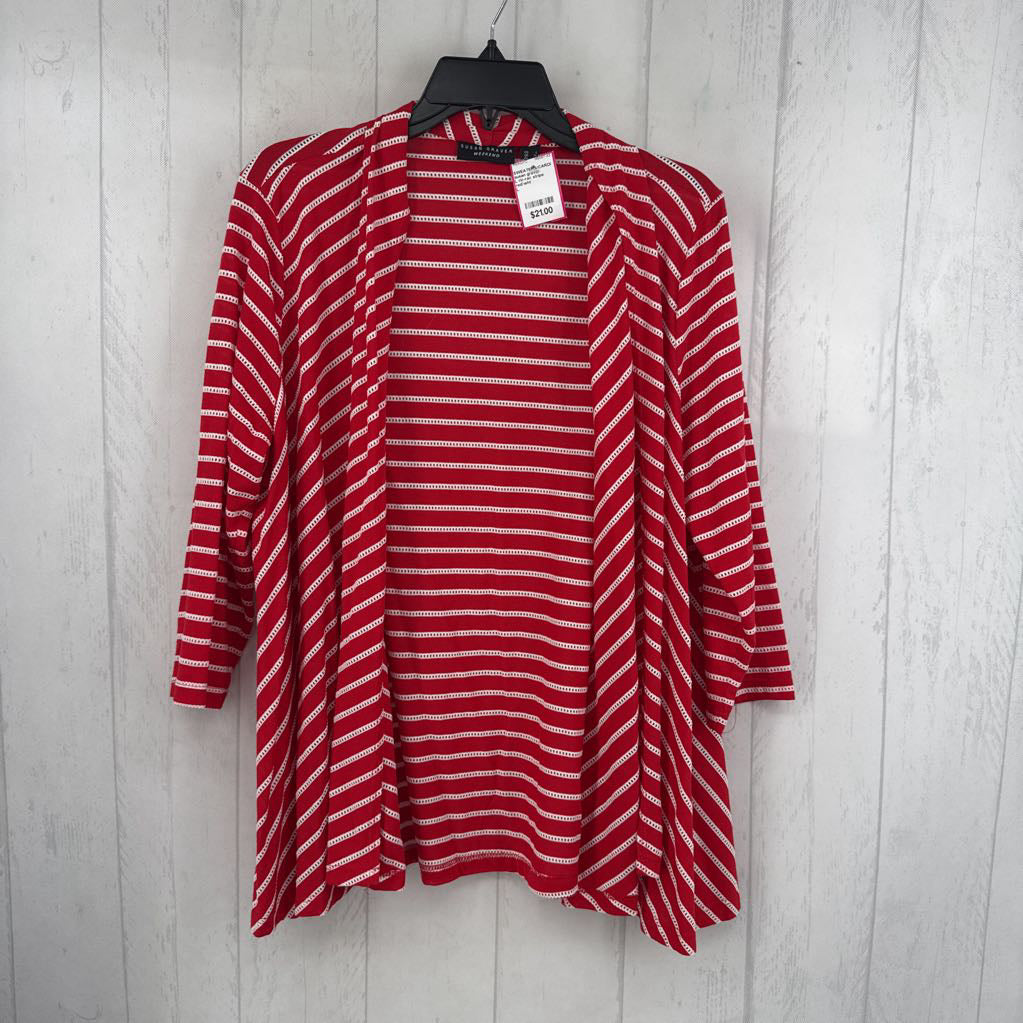 L ric-rac stripe flowy front cardi