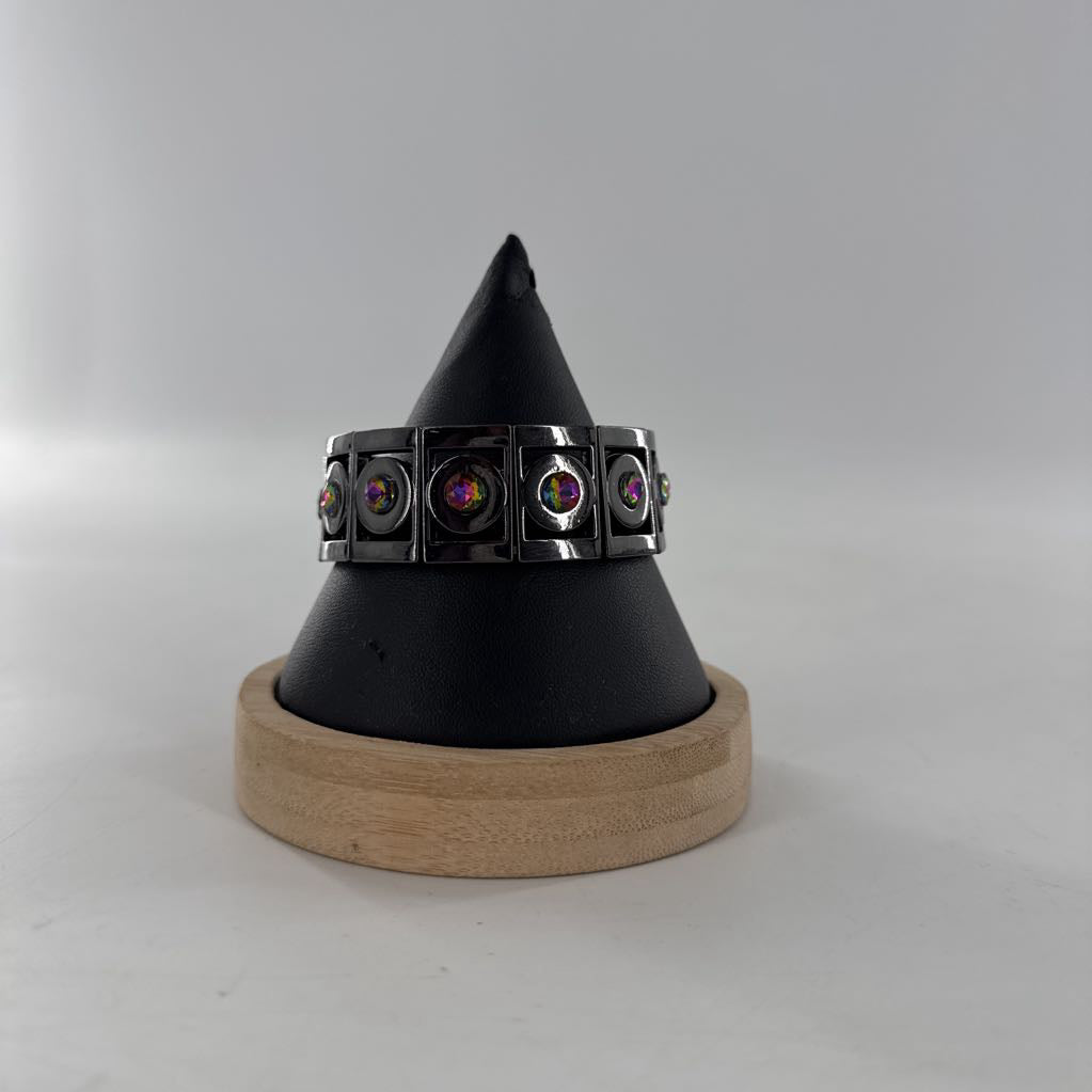 black metal embelished stretch bracelet
