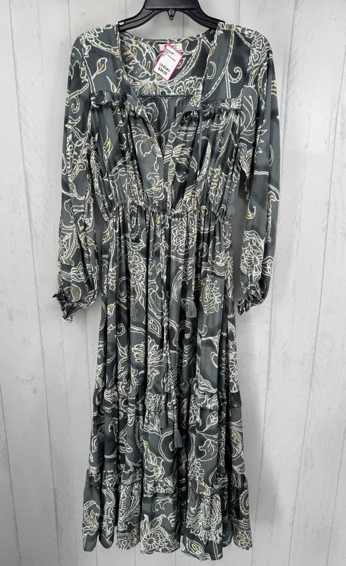 M l/s floral tiered ruffle maxi dress