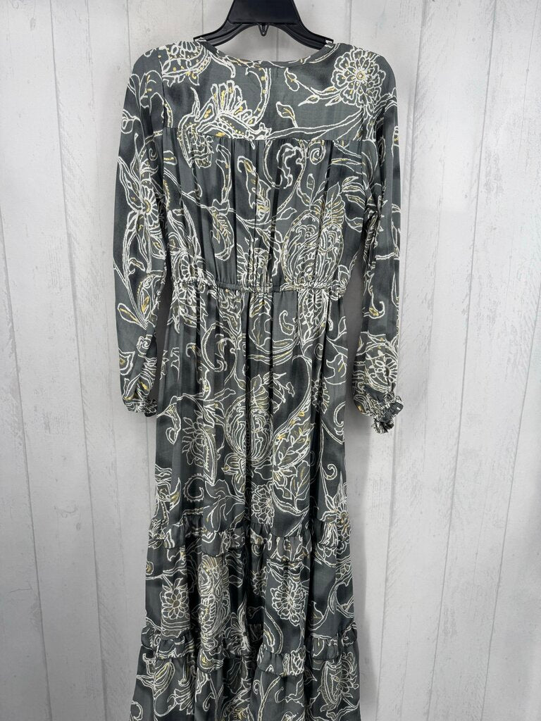 M l/s floral tiered ruffle maxi dress