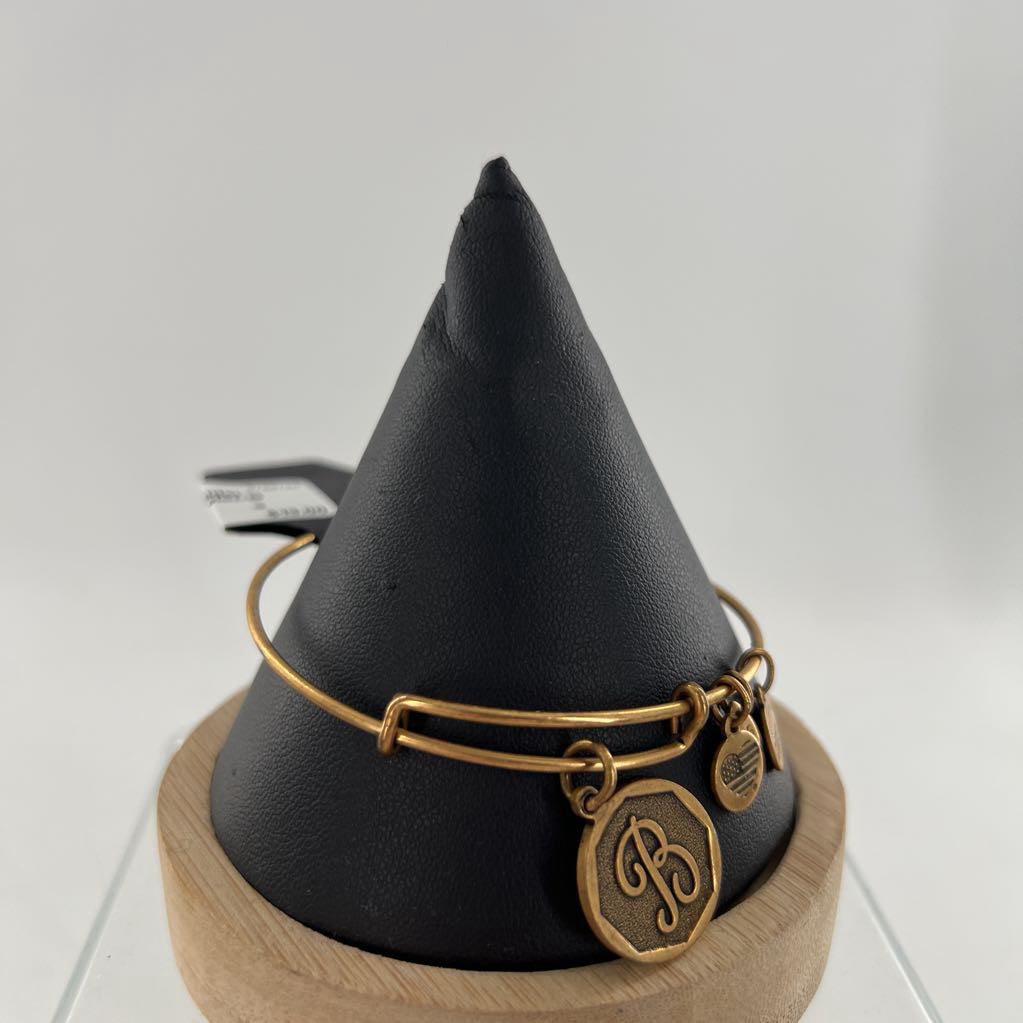 gold tone slider charm bracelet-B
