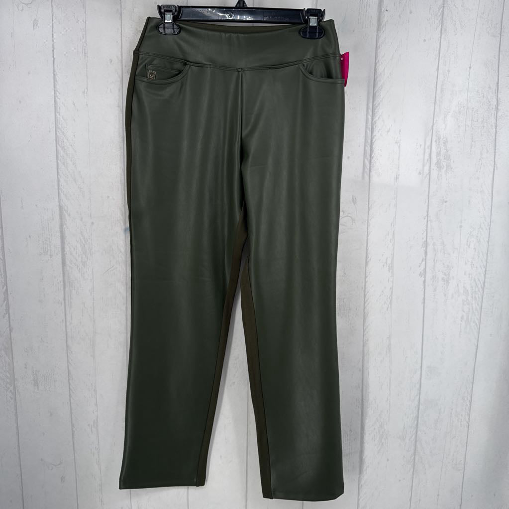 4p faux leather front pull on pants