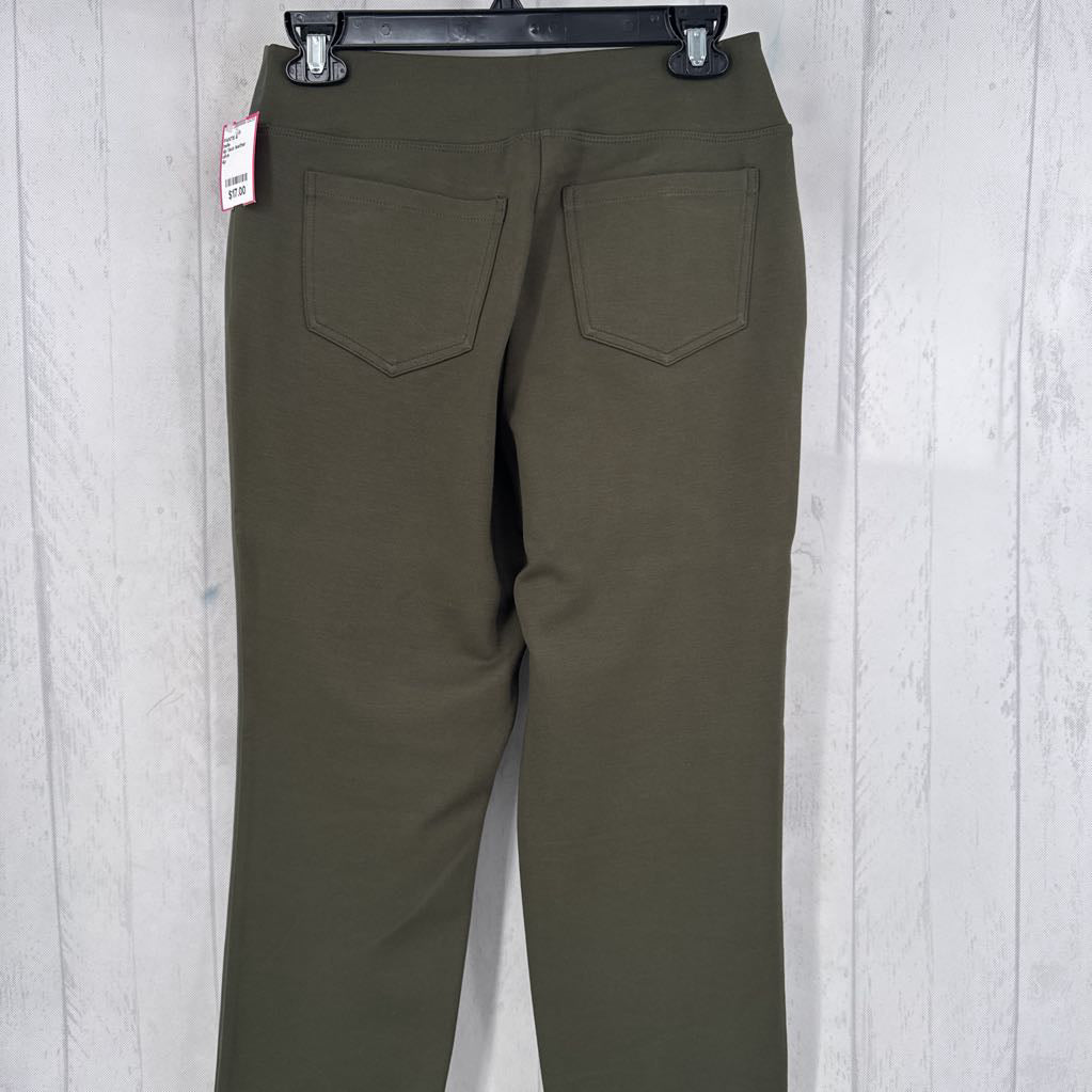 4p faux leather front pull on pants