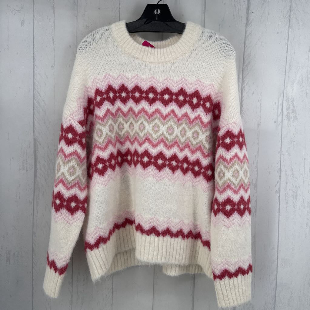 L l/s fair isle zigzag pattern sweater