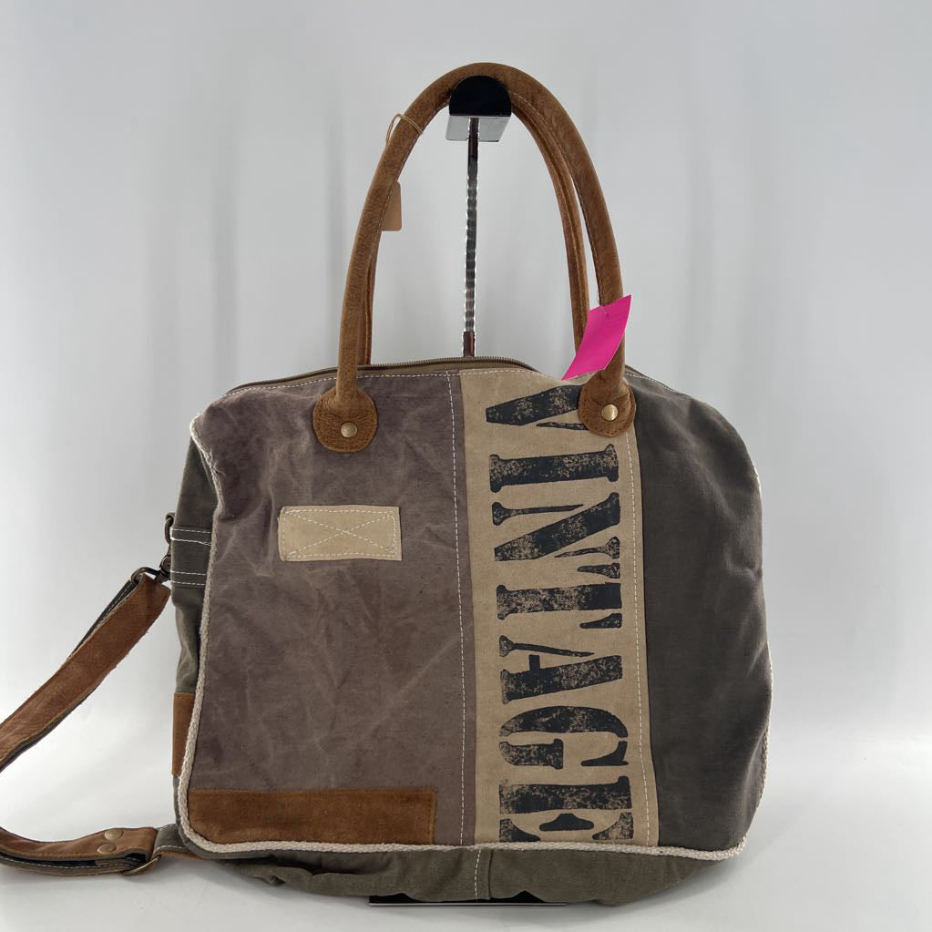 upcycled canvas messenger bag w/ vintage graphic
