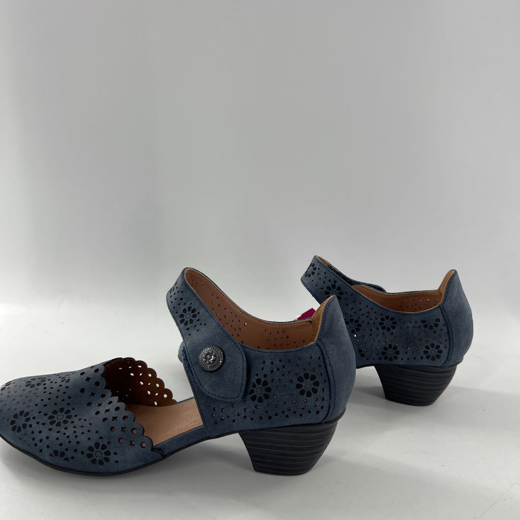 9 perforated leather low heel mary janes