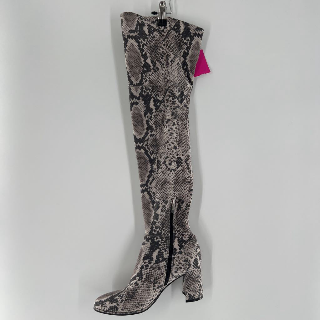 8 python print over the knee boot