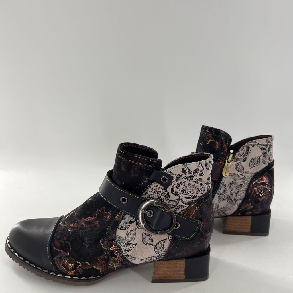 6.5/7 mixed print ankle boot