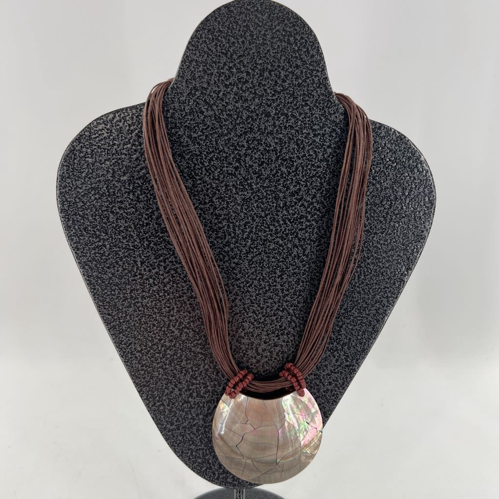 11" brown cord necklace w/shell pendant