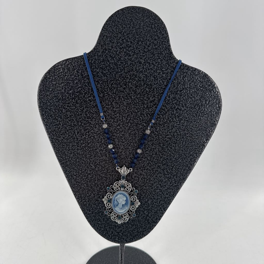 12" blue cameo necklace