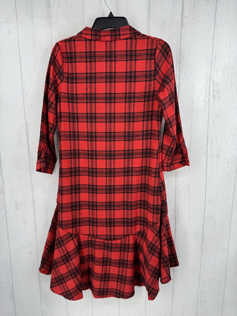 R49 S plaid button front 3/4 slv dress