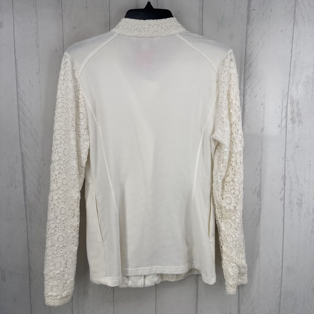 M lace accent zip-up jacket