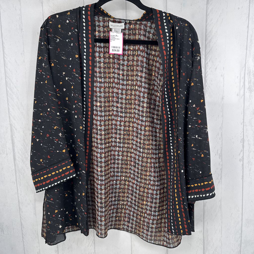 Lp printed semi-sheer cardi