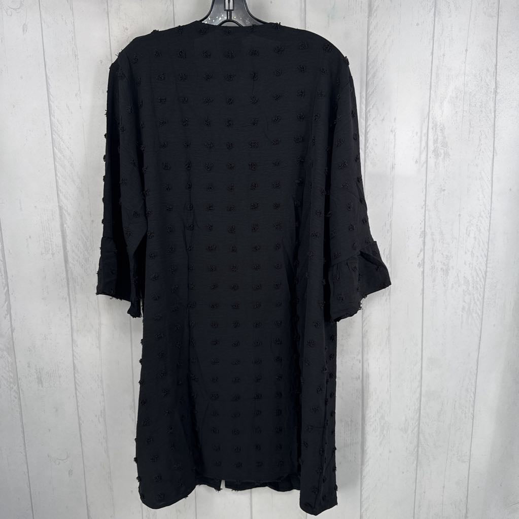 L pom pom button down 3/4 slv dress