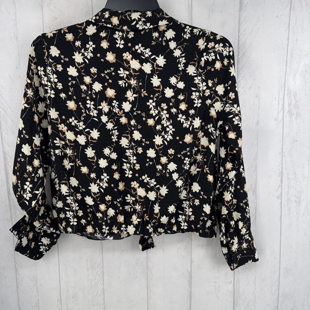 M flo print button down l/s top