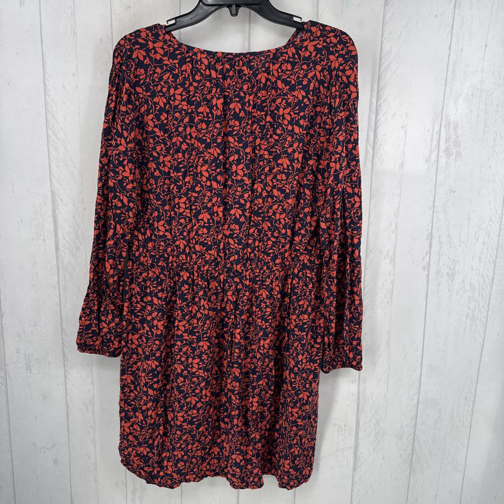 Mp flo print button front l/s dress