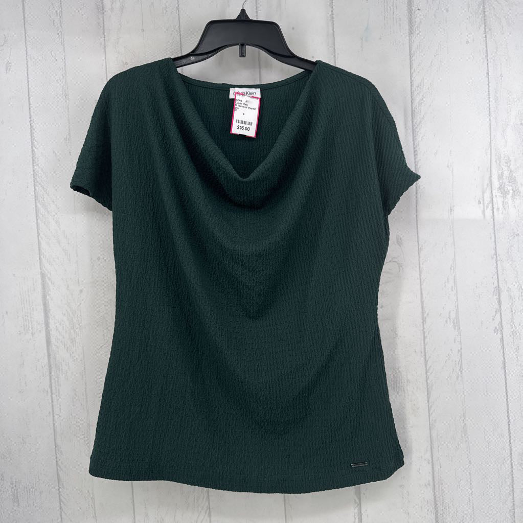 M textured draped front s/s top