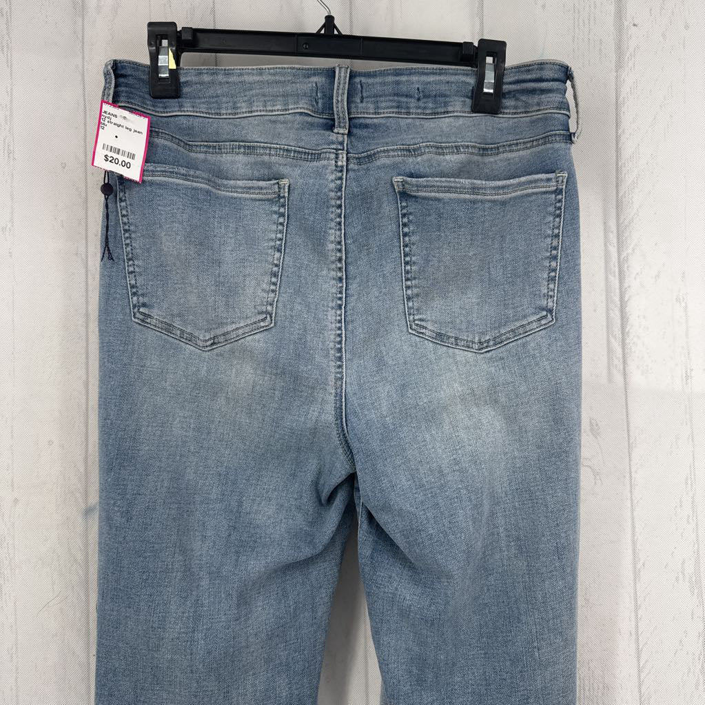 12 straight leg jean w/ flowers embroidery