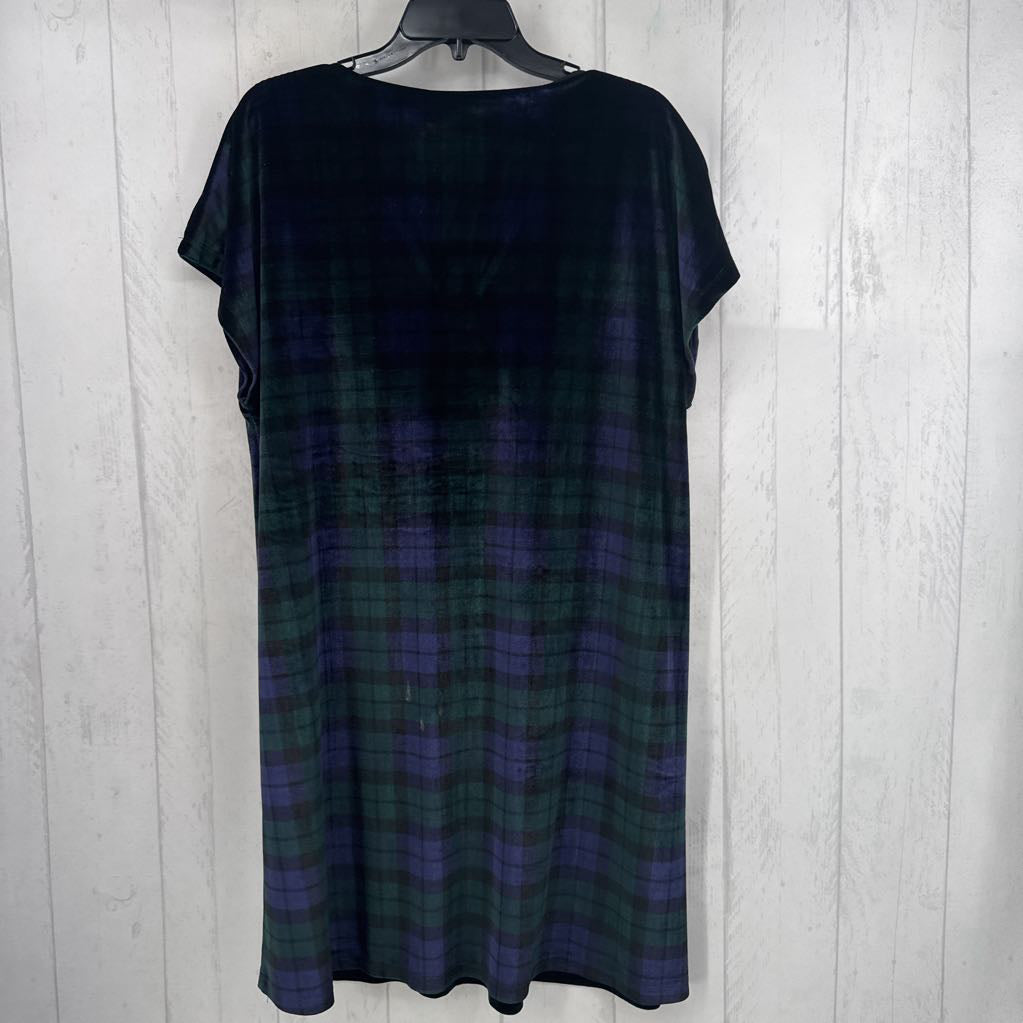 R128 XL plaid v-neck s/s dress