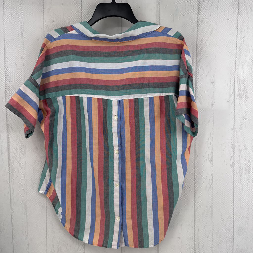 XS striped split neck s/s top
