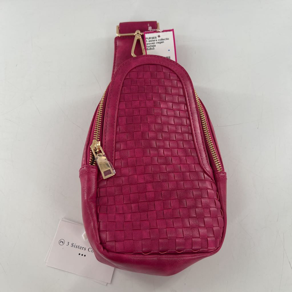 woven vegan leather slingbag