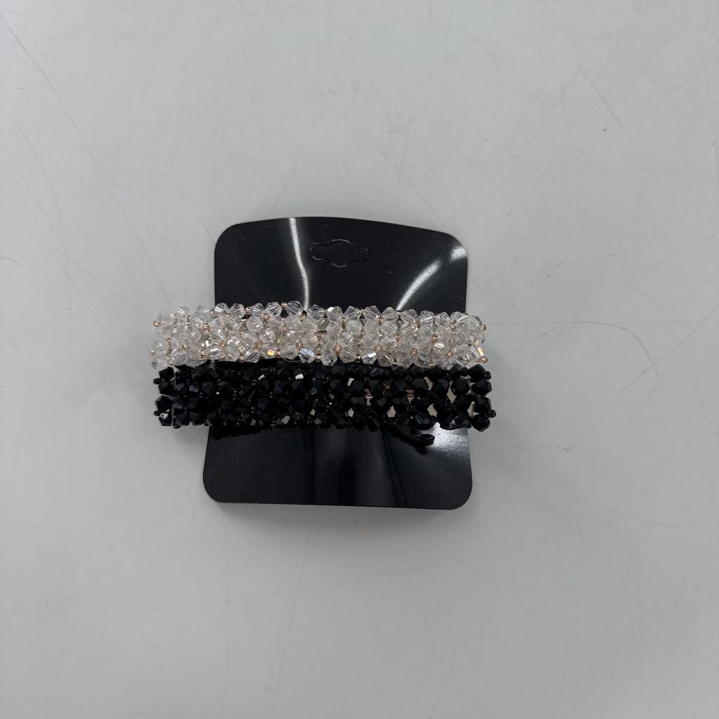 beaded hairclips blk/wht