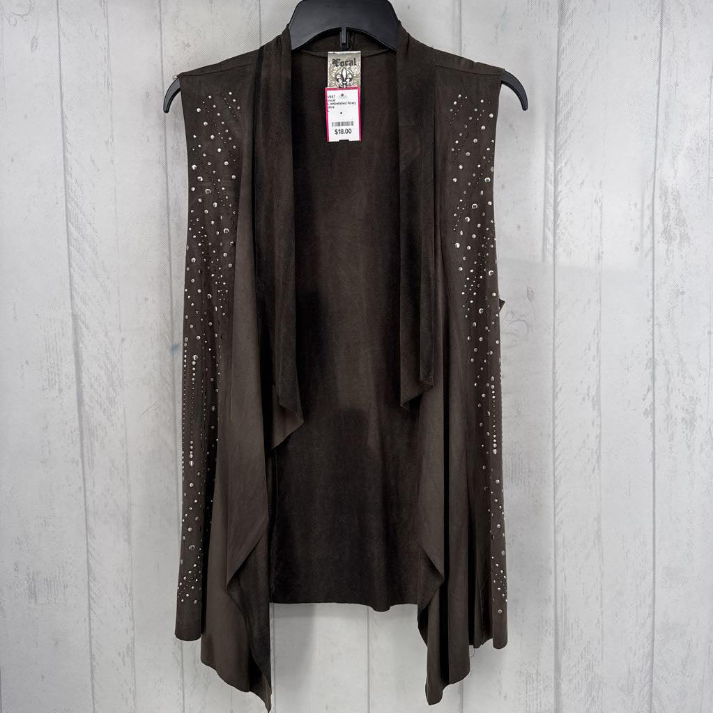 L embelished flowy vest