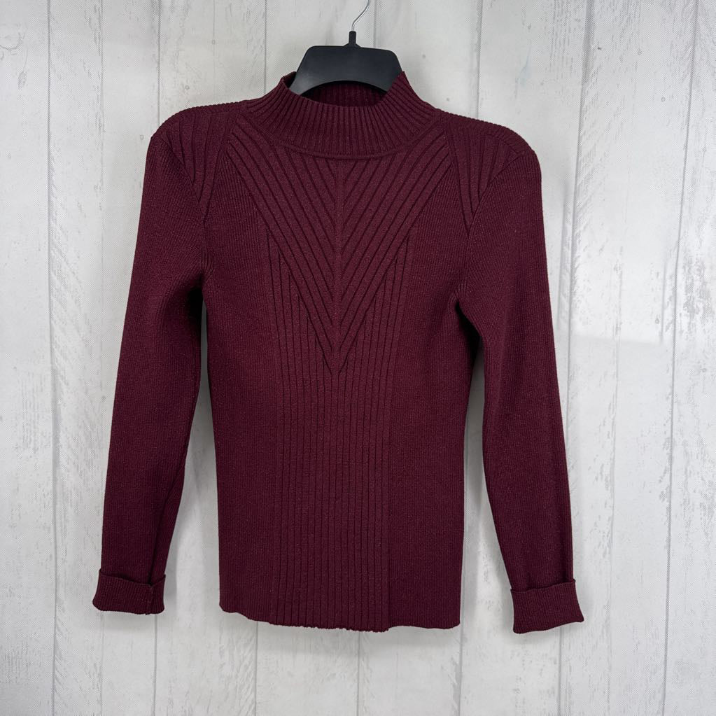 M sparkly knit mock neck l/s top