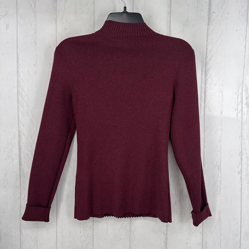 M sparkly knit mock neck l/s top