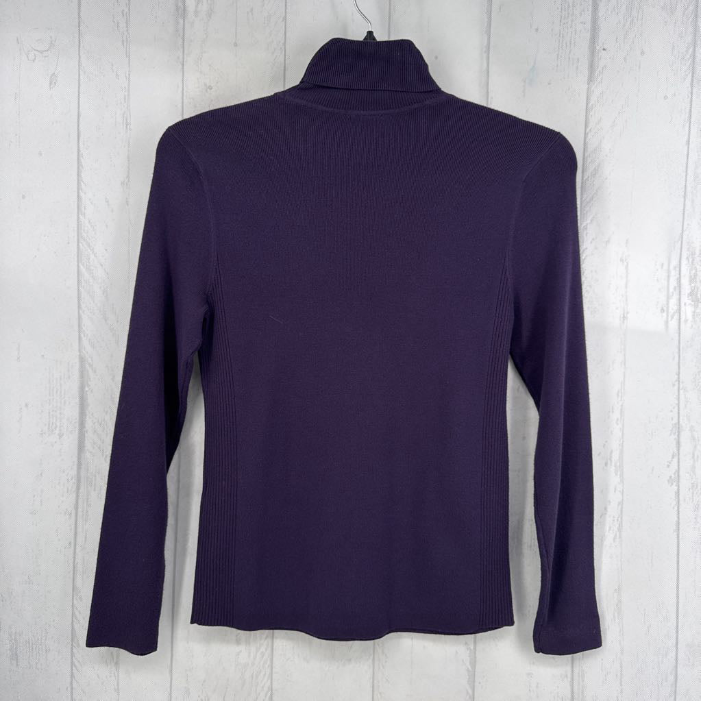 M rib-knit t-neck l/s top