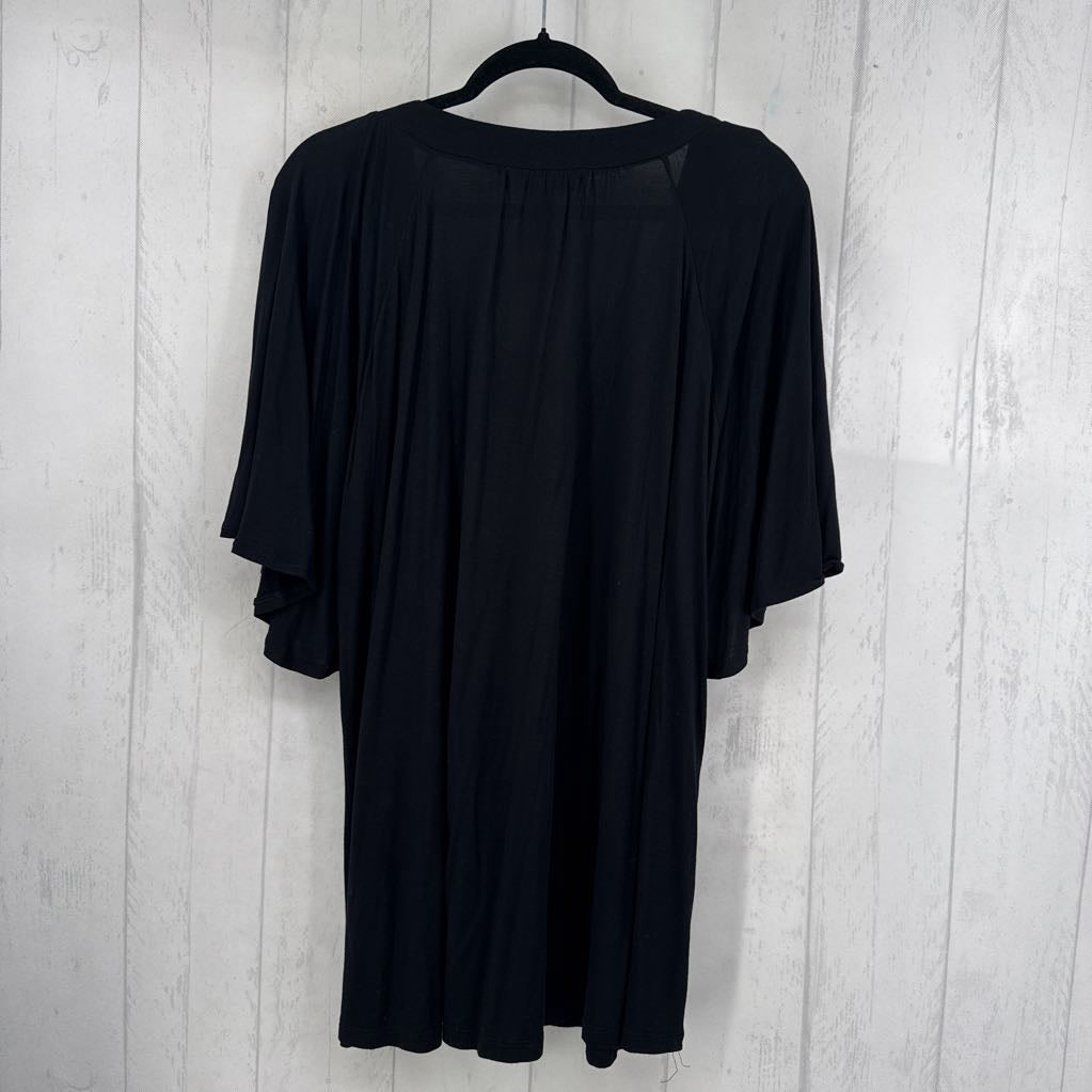 1X scoop neck embelished s/s top