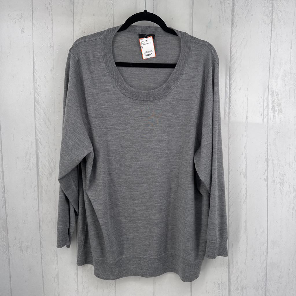 2X round neck l/s knit top