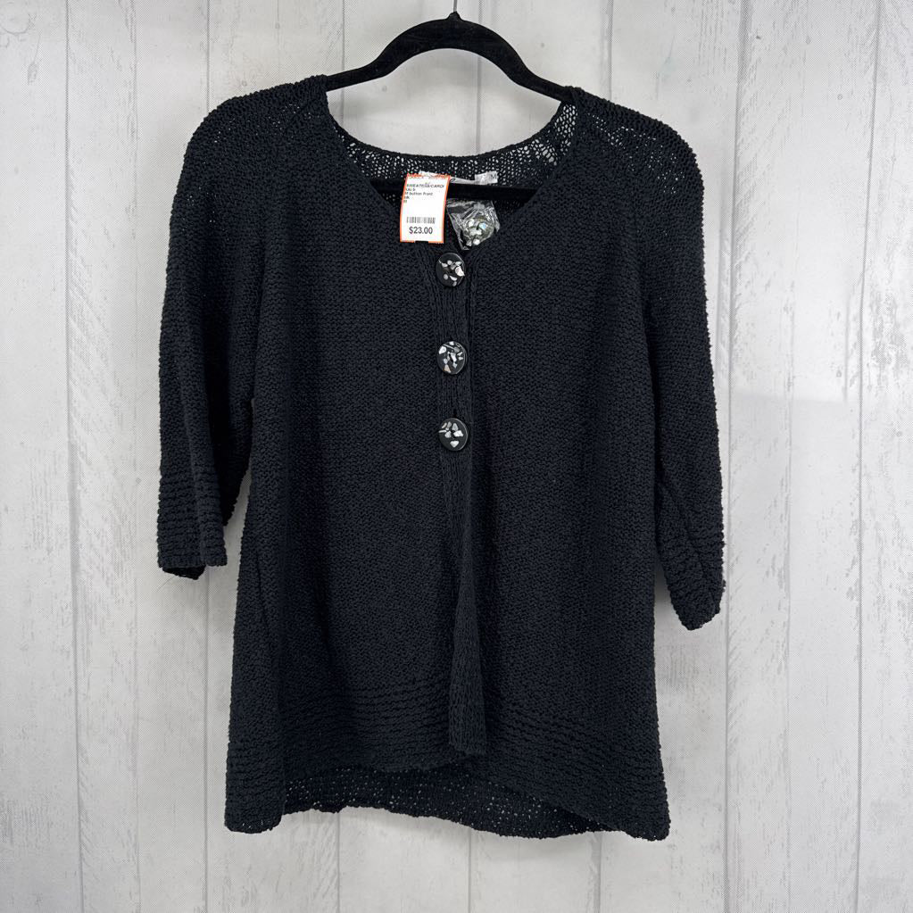 M button front elbow slv cardi