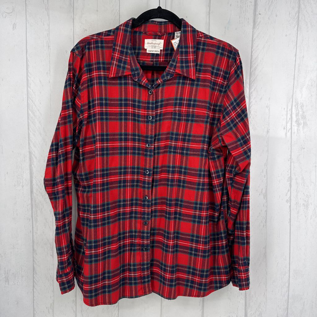 XXL plaid button down l/s top