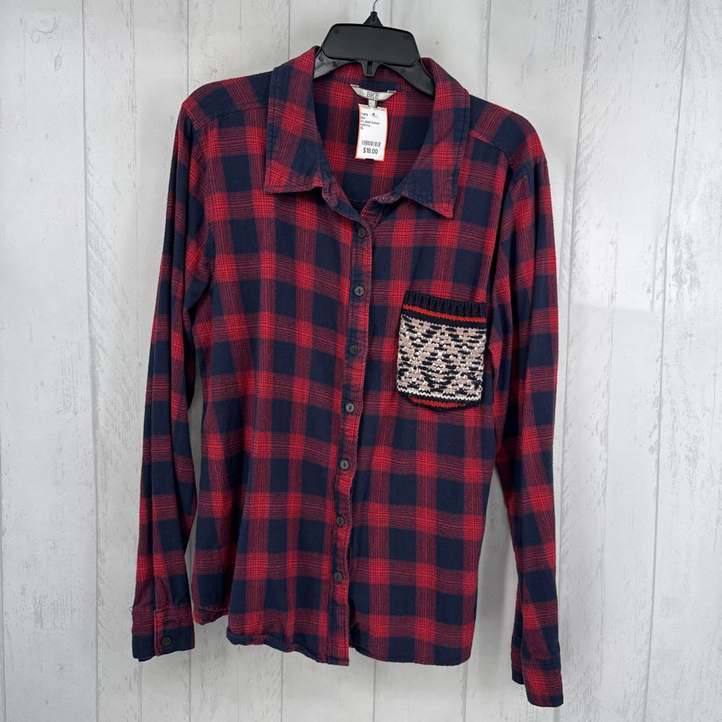 XL plaid button down l/s top