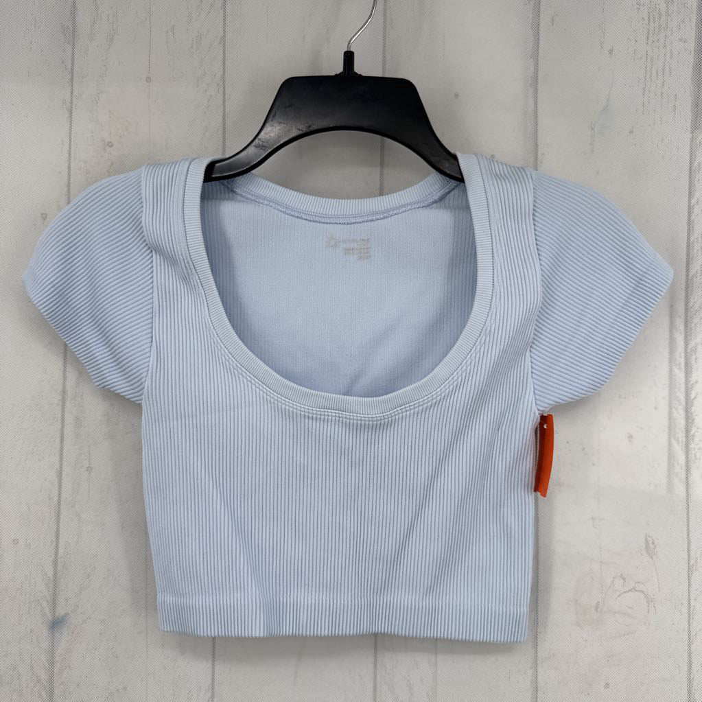 XS ribbed scoop neck s/s crop tee
