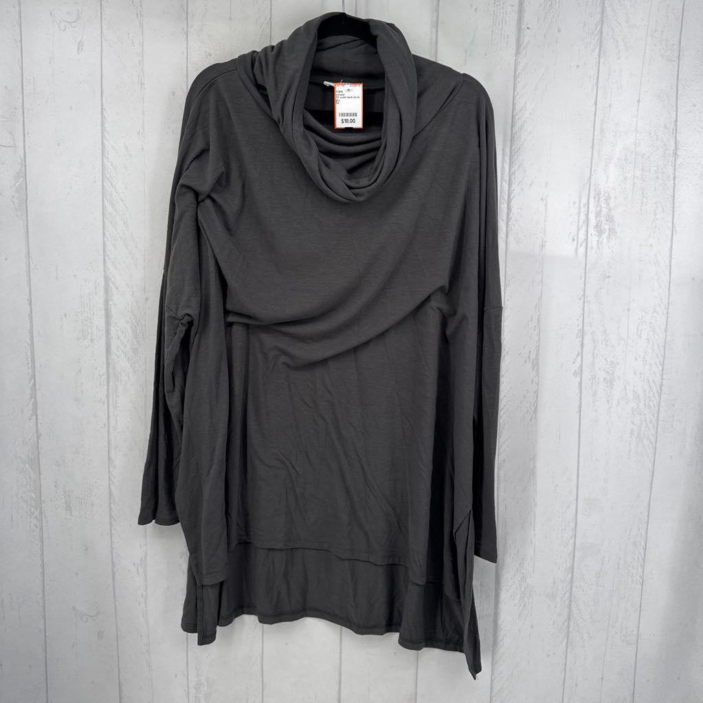 3X cowl neck l/s hi-lo top